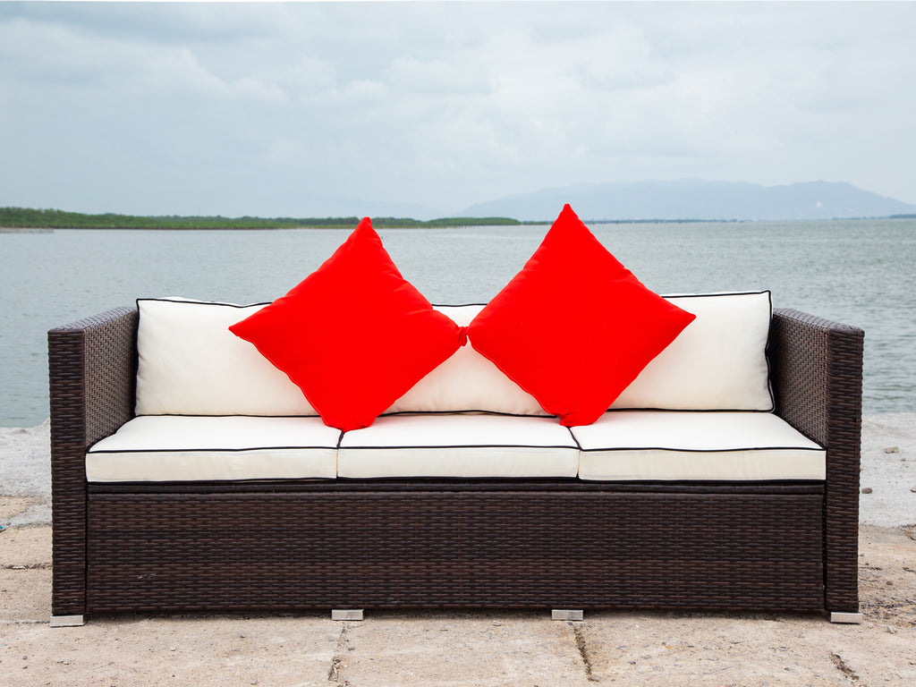 3 Piece Patio Sectional Wicker Rattan Outdoor Furniture Sofa Set F921