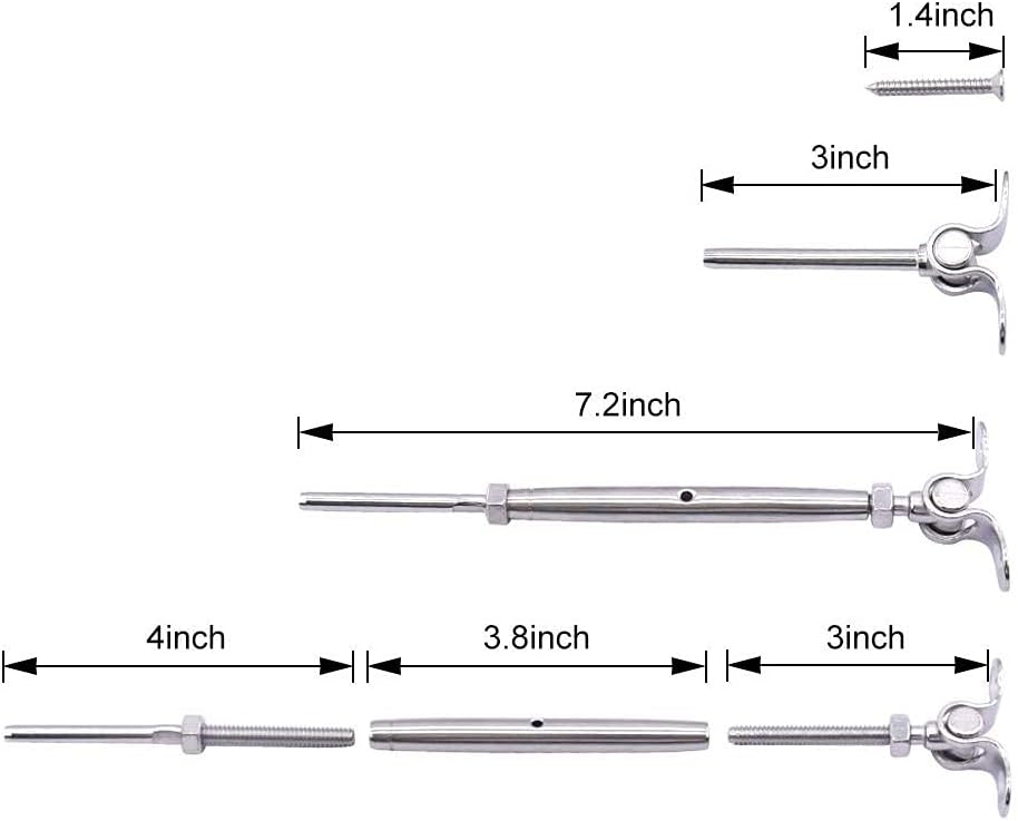 25 Pairs T316 Stainless Steel 180° Adjustable Angle Cable Railing Hardware Kit Z541892