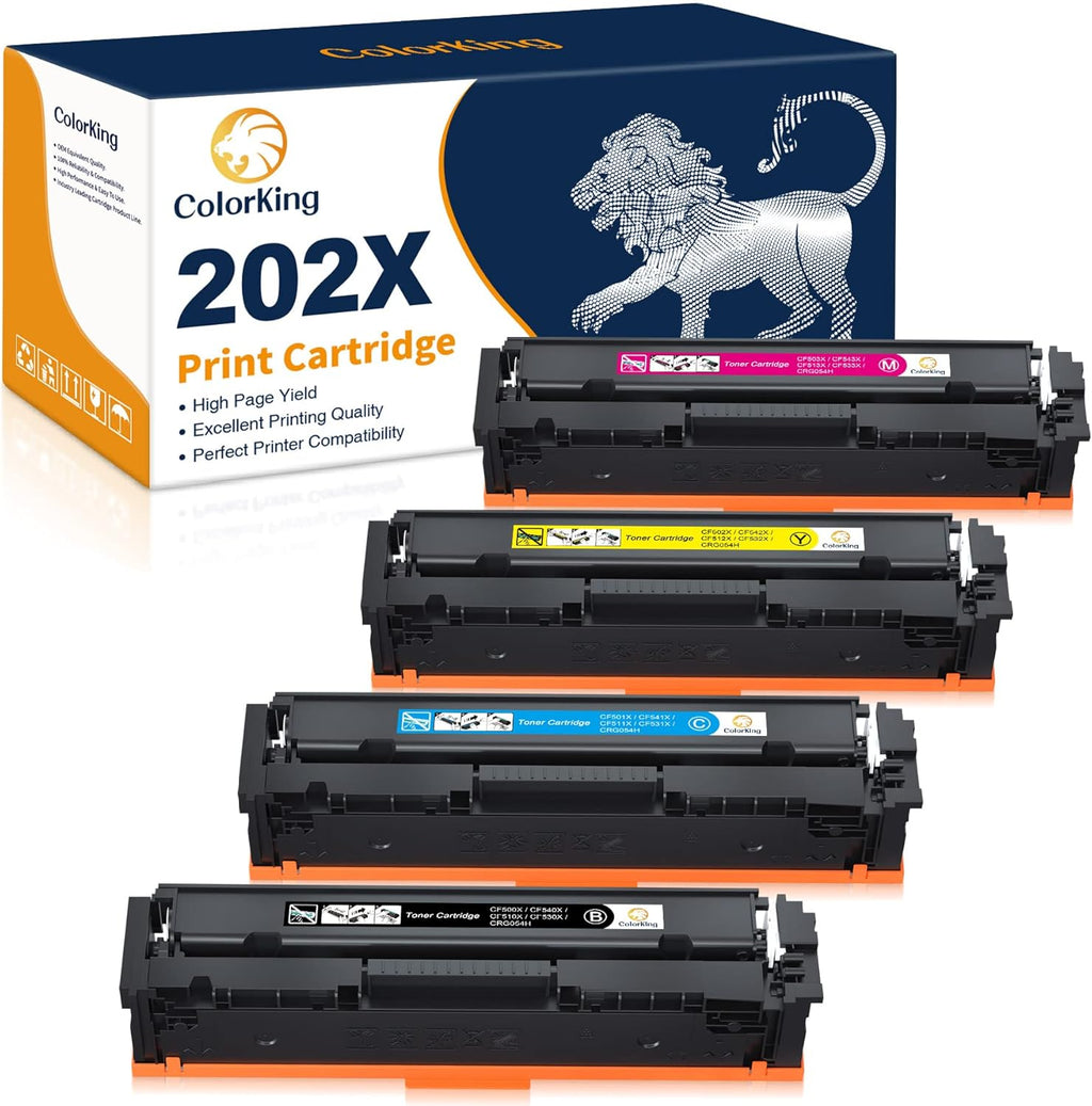 Compatible Toner Cartridge 4 Pack for HP 202X CF500X 202A CF500A (Black Cyan Yellow Magenta) F11231