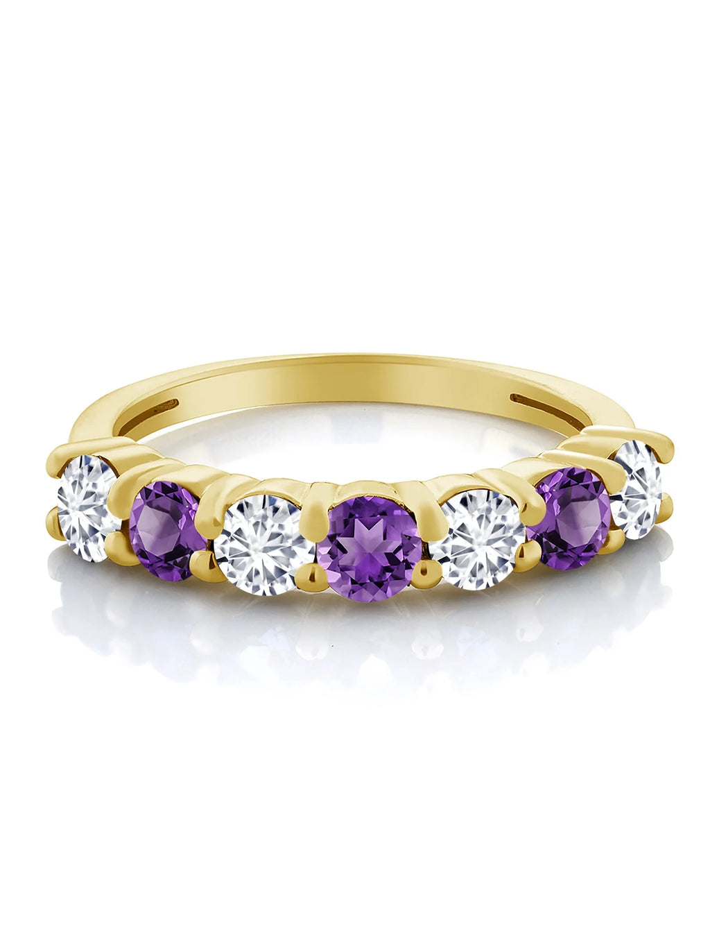 18K Yellow Gold Plated Silver Purple Amethyst Ring J577