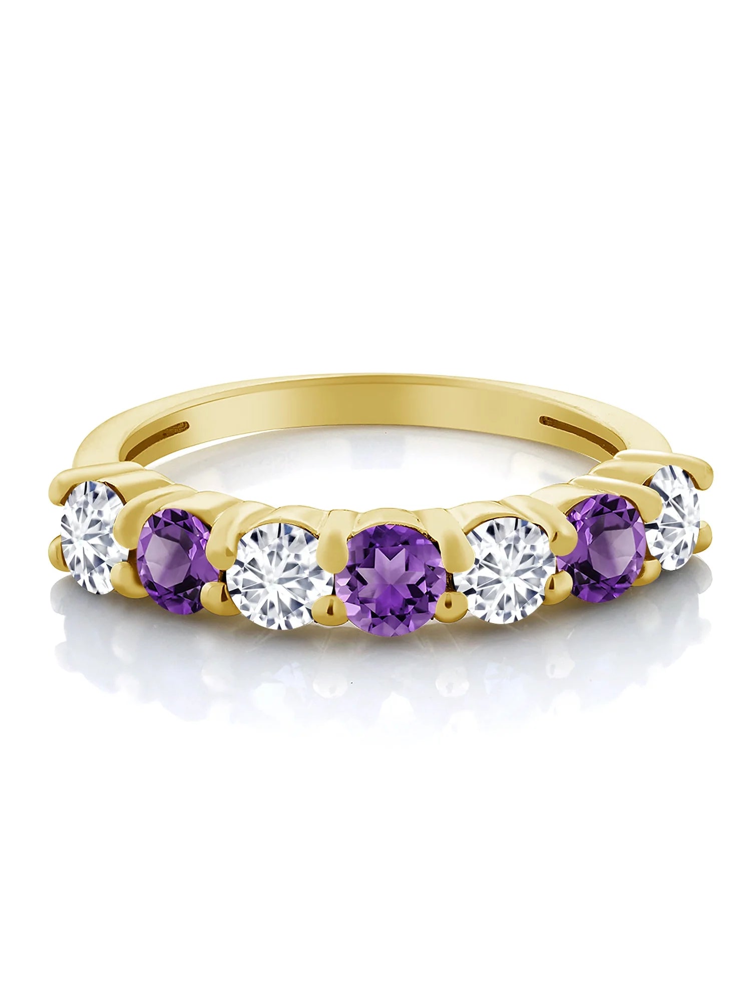 18K Yellow Gold Plated Silver Purple Amethyst Ring J577