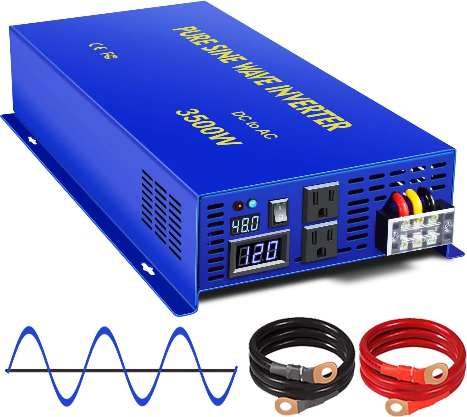 3500 Watt Pure Sine Wave Power Inverter 48V to 120V AC D3833