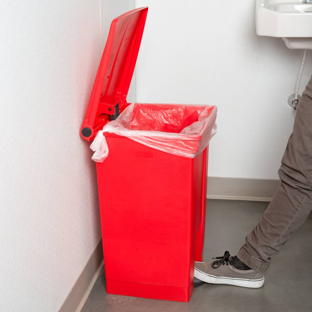Red 12 gal Polyethylene Trash Can with Foot Pedal H201