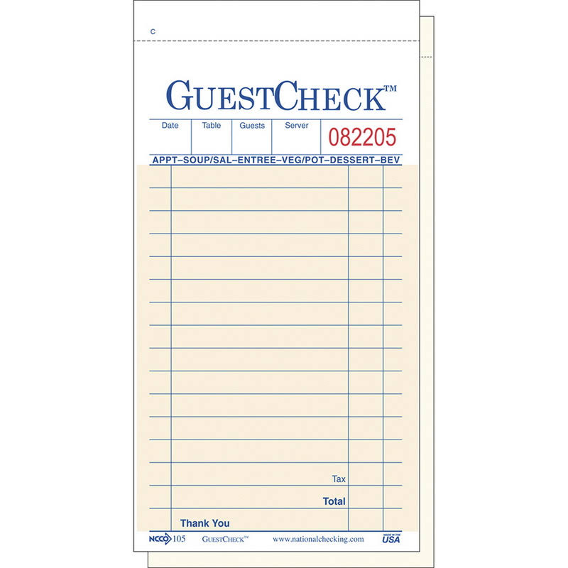 Guest Check Carbon 2 Part Salmon 16 Line X4163