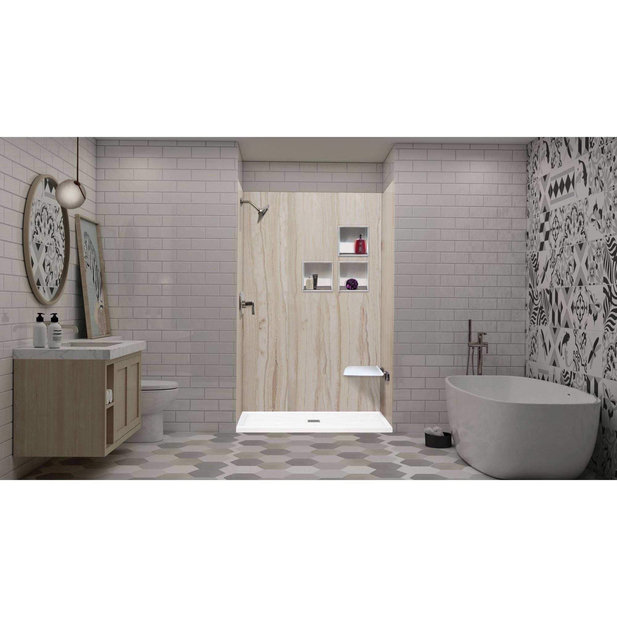 Cameo Single Threshold Shower Base with Center Drain D14283