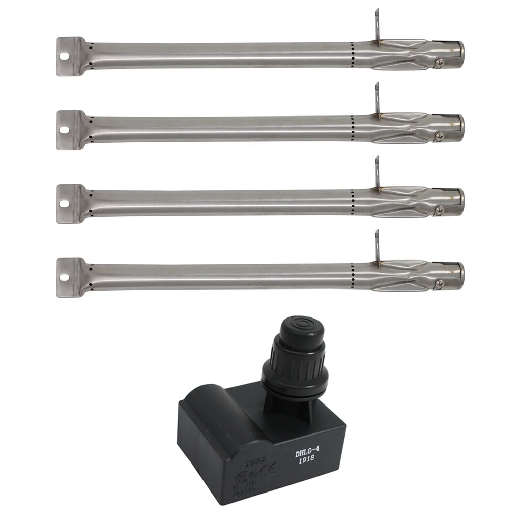 4 BBQ Gas Grill Tube Burner & 1 4-Outlet Spark Generator Ignitor Replacement Parts H654005