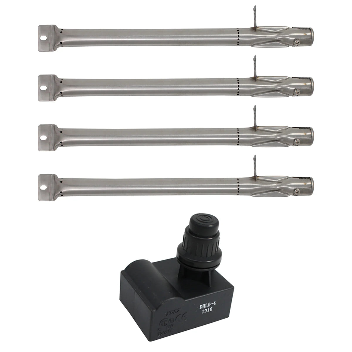 4 BBQ Gas Grill Tube Burner & 1 4-Outlet Spark Generator Ignitor Replacement Parts H654005