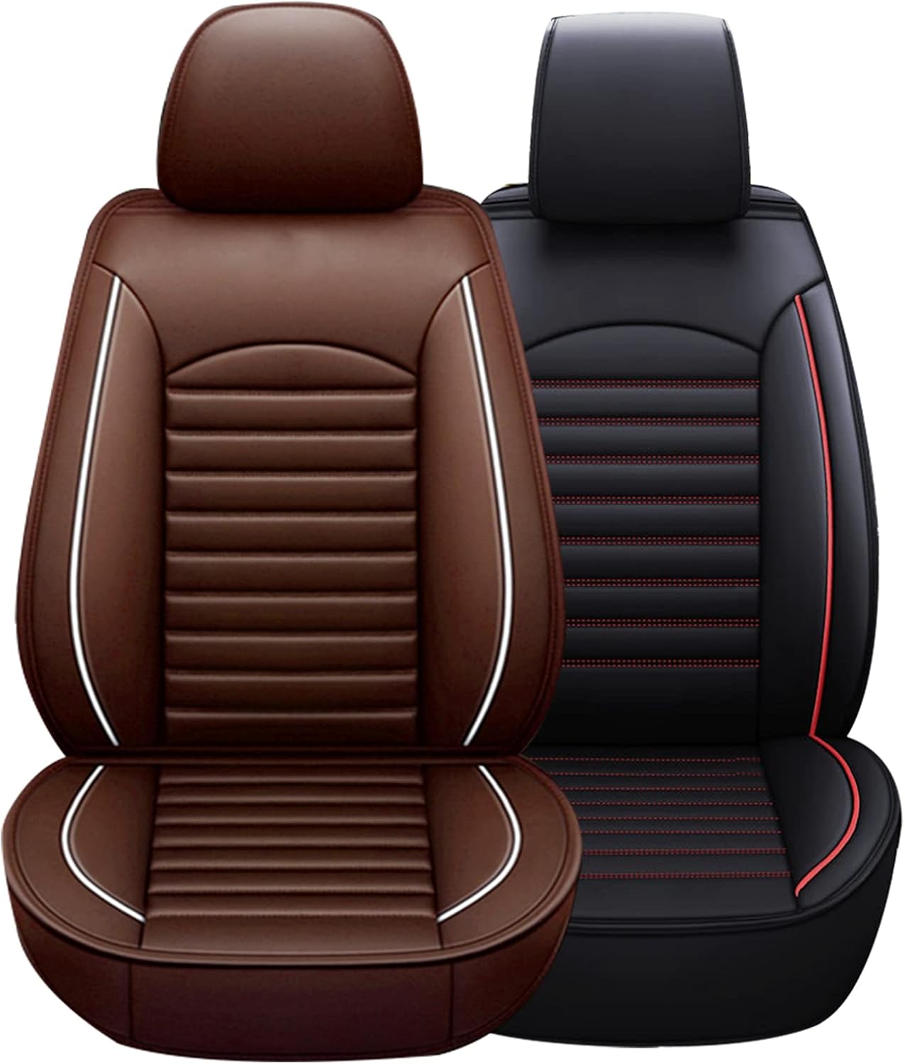 Beige Leather Car Seat Covers 9PCS Full Set Front Rear B66125