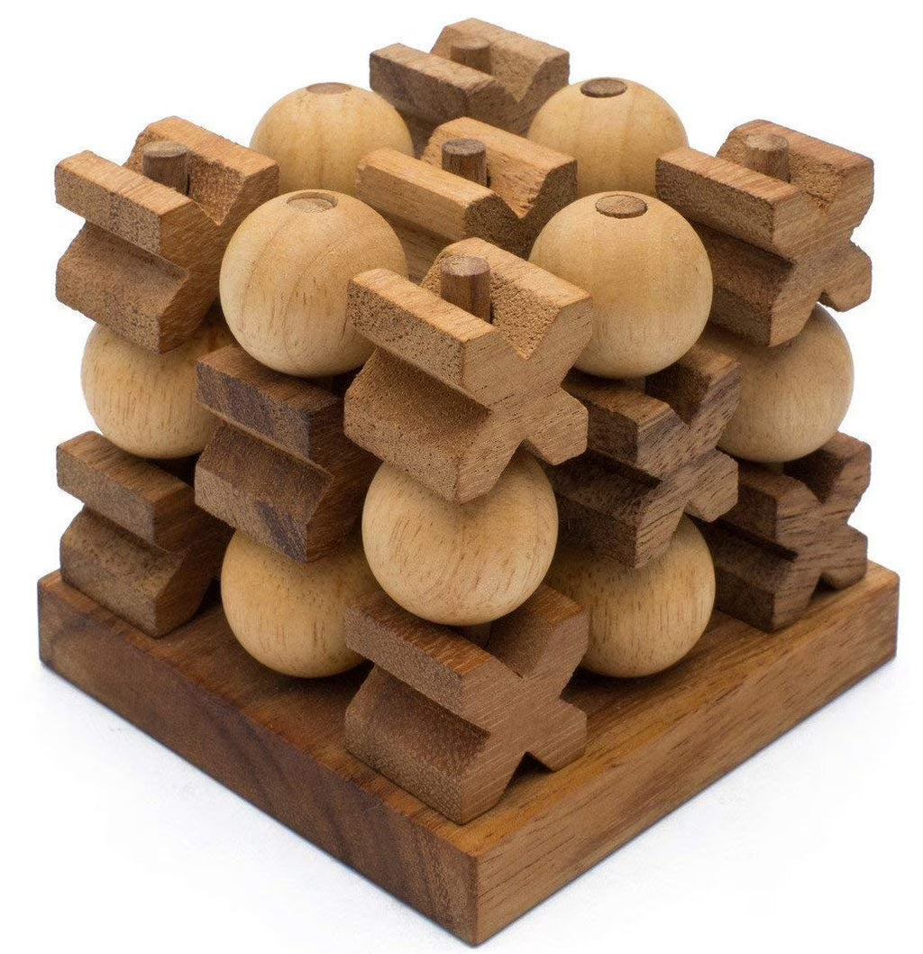 Wooden 3D Tic Tac Toe Game with Gift Box C311401