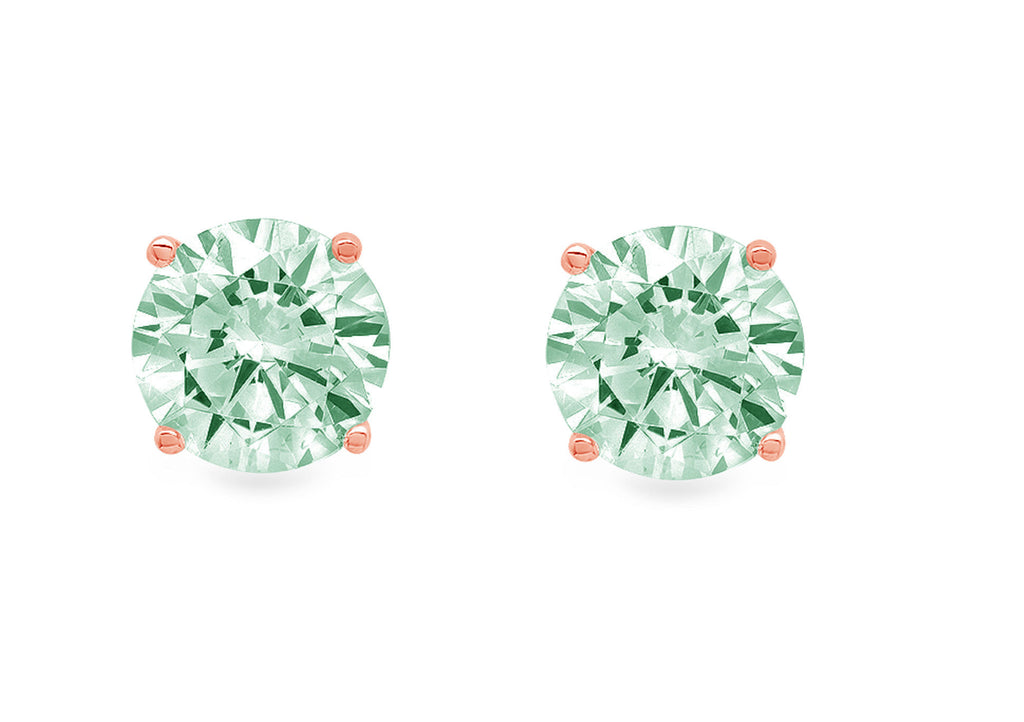 0.2 ct Solitaire Studs Green Simulated Diamond Solid 18K Rose Gold Earrings Q794407