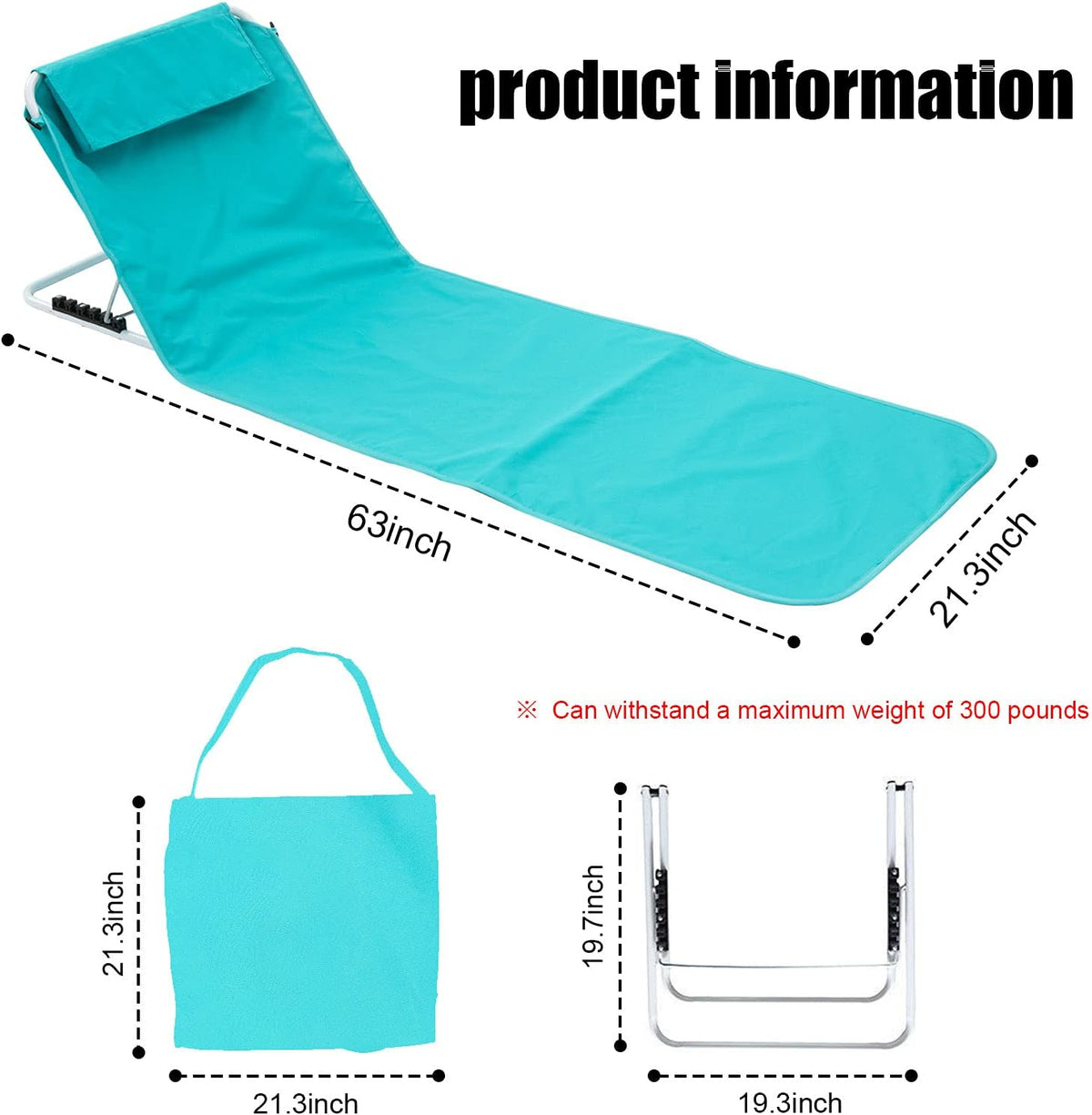 Aqua Blue Folding Lightweight Beach Chairs C60454