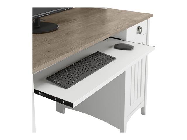 Pure White and Shiplap Gray Small Computer Desk with Hutch G6396