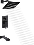 Black Tub and Shower Faucet Set with 8 Inch Rain Shower Head B60781