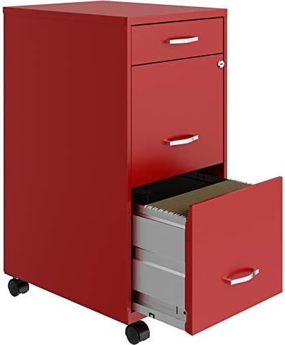 White 3 Drawer Metal Mobile File Cabinet with Lock X439789
