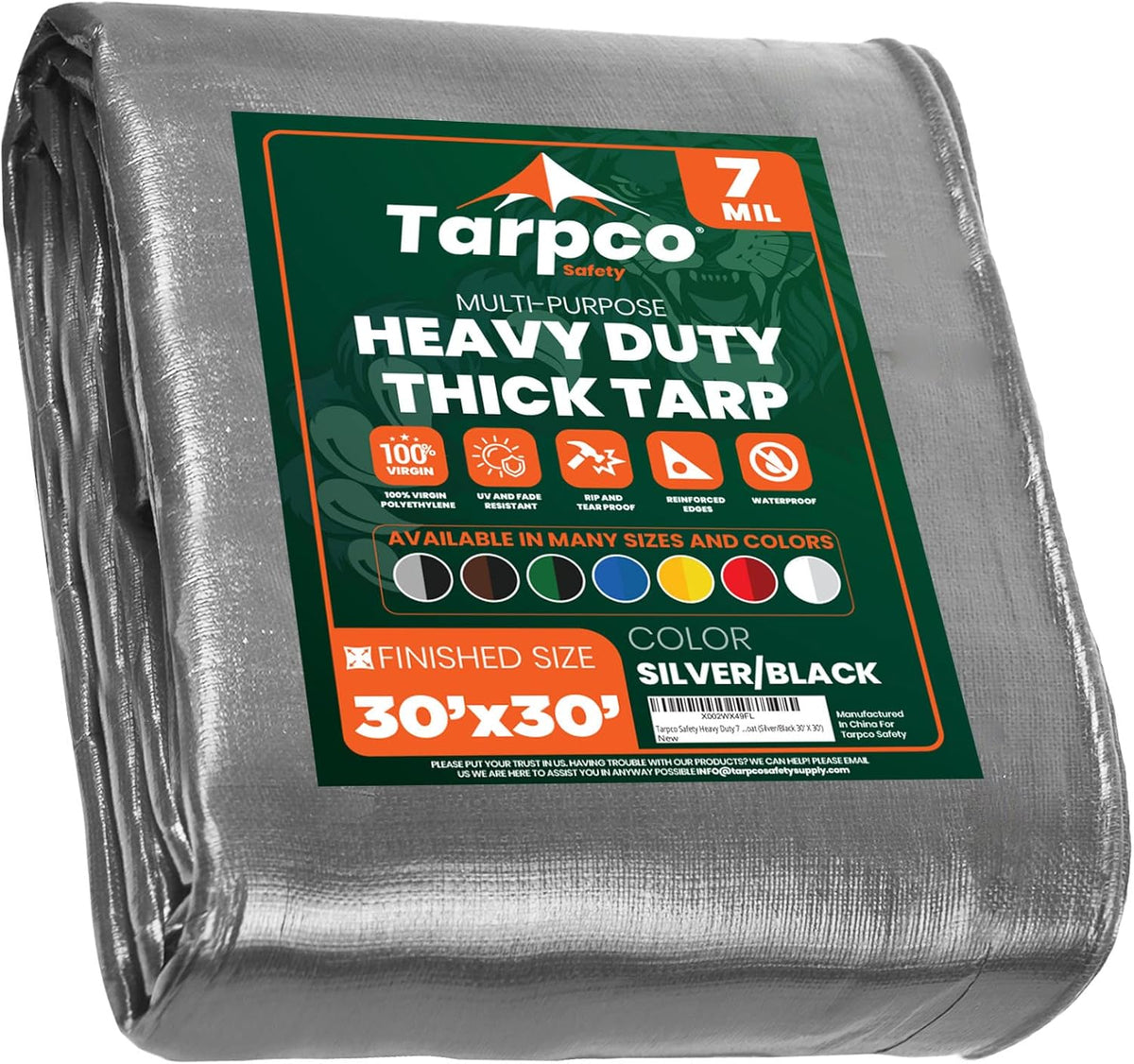 7 Mil Waterproof Poly Tarpaulin with Reinforced Edges O182821