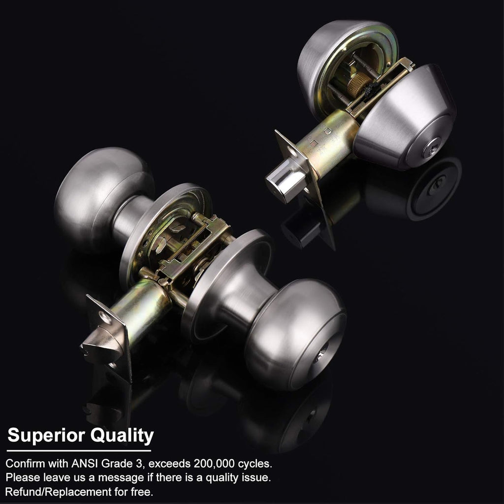 10 Sets Keyed Alike Door Handleset with Deadbolt, Satin Nickel Entry Door Knob with Double Cylinder Deadbolt F96057