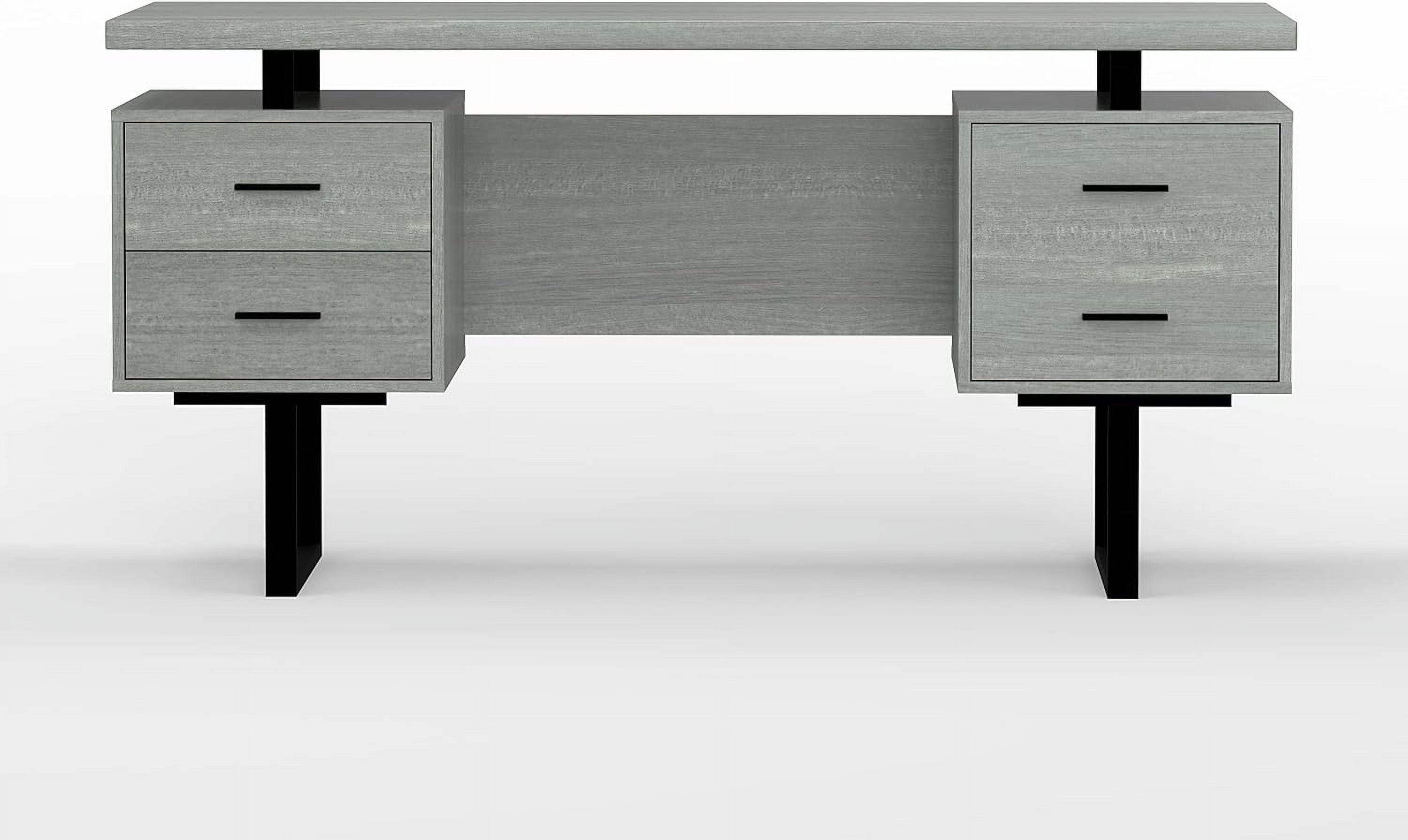 Grey Office Computer Desk with Black Metal E50697