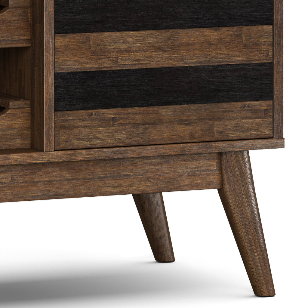 Rustic Natural Aged Brown Solid Acacia Wood Wine Cabinet X827