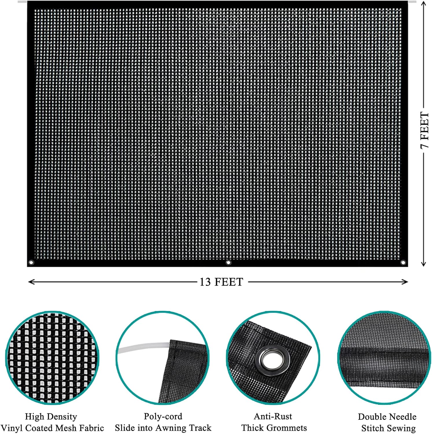 Black Mesh RV Awning Sun Shade Screen 9' X 15' Complete Kit Q3446