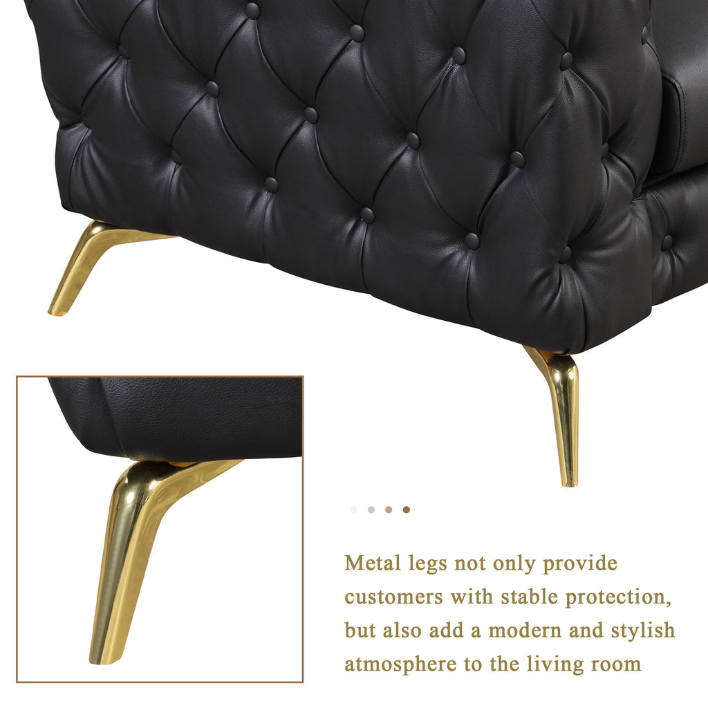 Black PU Upholstered Sofa with Metal Legs X2683
