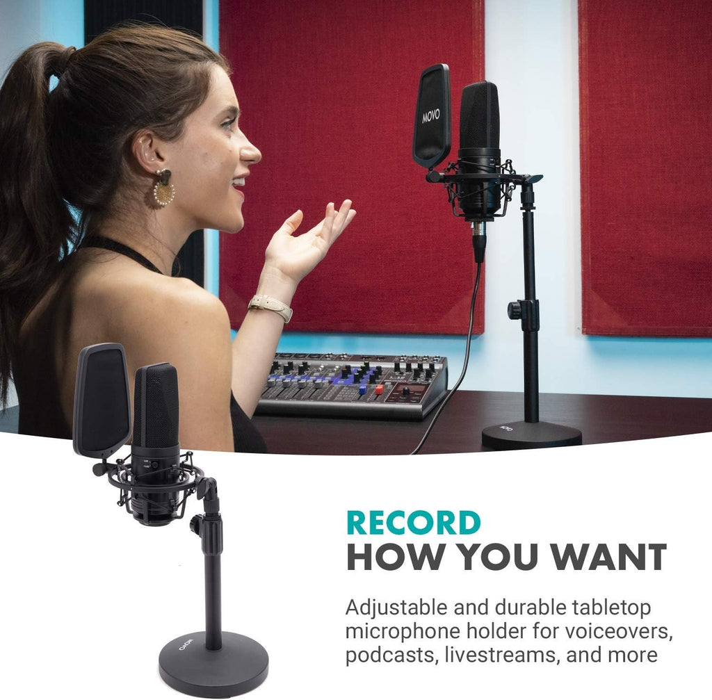 Large Diaphragm Multi-Pattern Studio Condenser Microphone with Shock Mount, Pop Filter, XLR Cable and Tabletop Mic Stand R492484