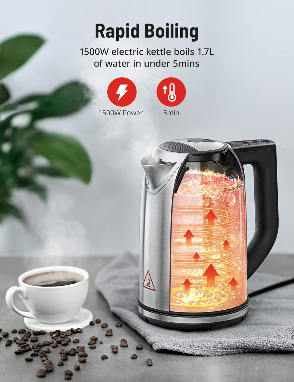 1.7L Cordless Electric Kettle with 6 Temperature Settings H620