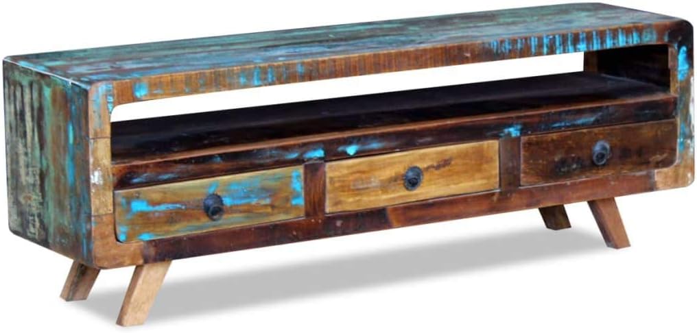 TV Cabinet with 3 Drawers Solid Reclaimed Wood M7050