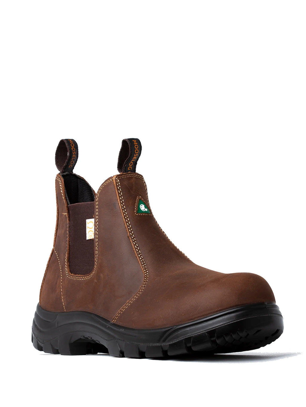 Brown Slip On Leather Steel Toe Work Boots U565026