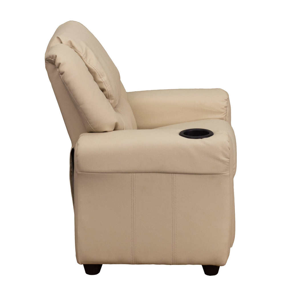 Orange Vinyl Kids Recliner with Cup Holder and Headrest C476