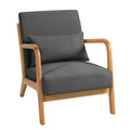 Dark Gray Single Seat Solid Wood Armrest Leisure Sofa O13799
