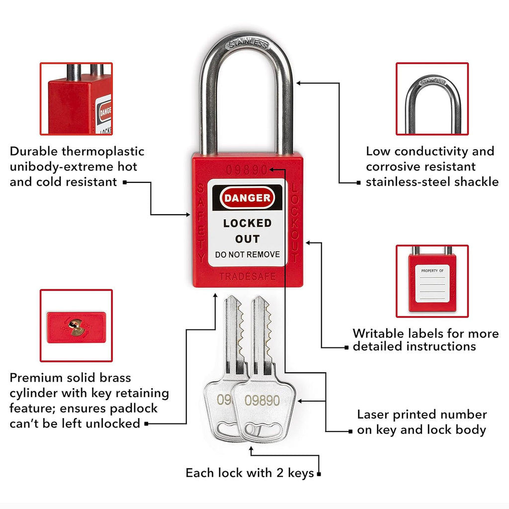 10 Padlocks Included Lockout Tagout Station with Carbon Steel Body D5988