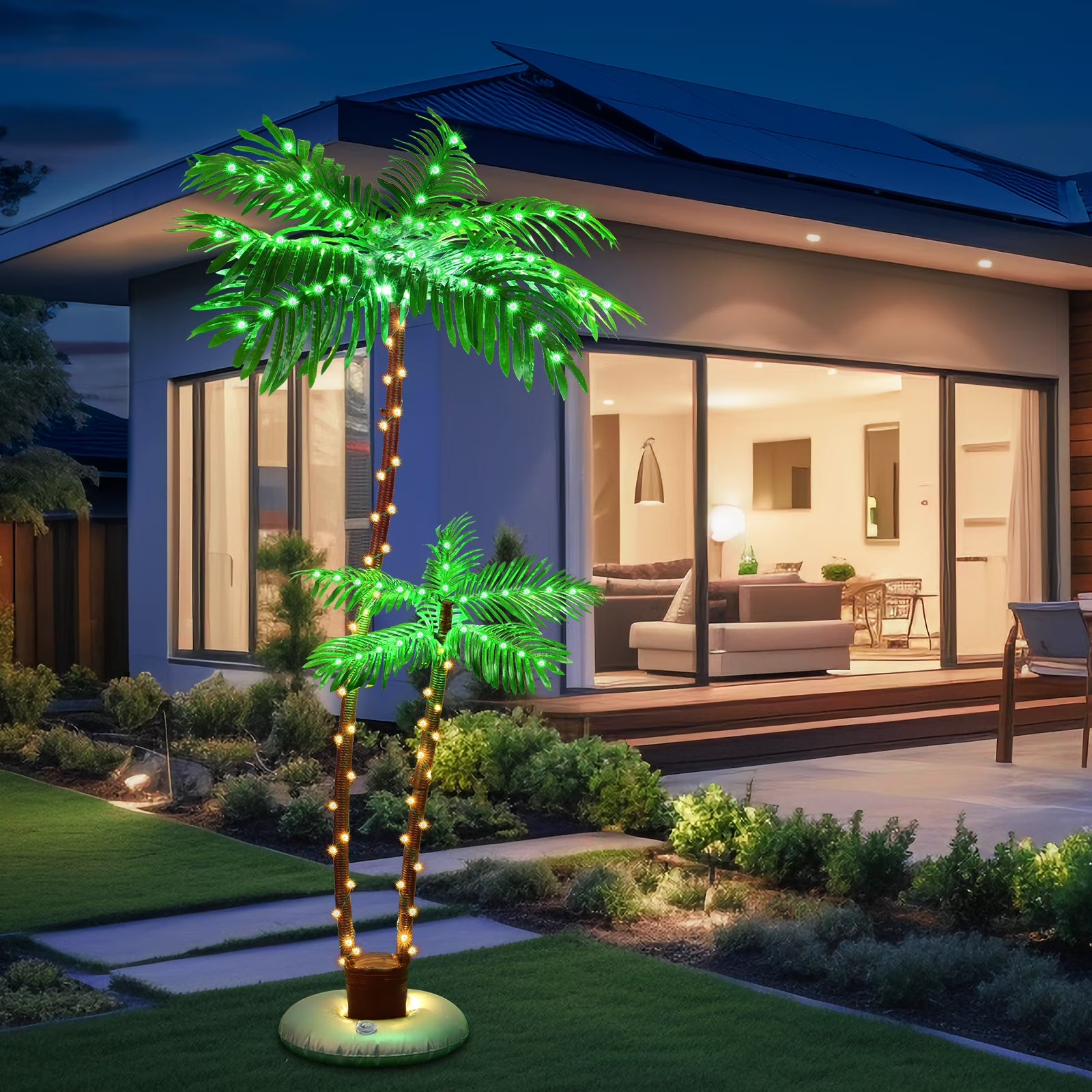Solar Artificial Palm Tree 6Ft Lighted with 8 Modes N160