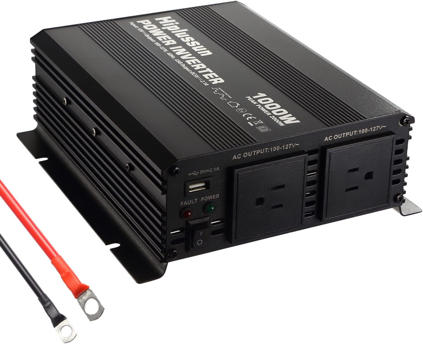 Power Inverter 1000 Watt 12v to 110v Modified Sine Wave with USB Port and Dual AC Outlets O45447