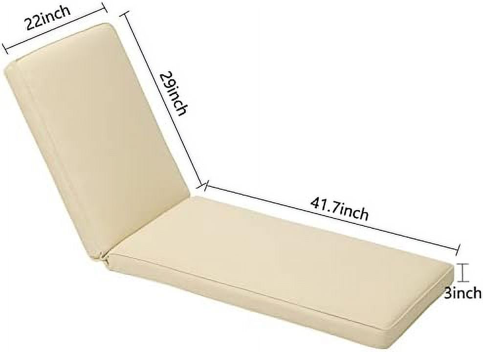 Beige Olefin Fabric Patio Chaise Lounger Cushion 72 x 21 x 3 Inch I4432