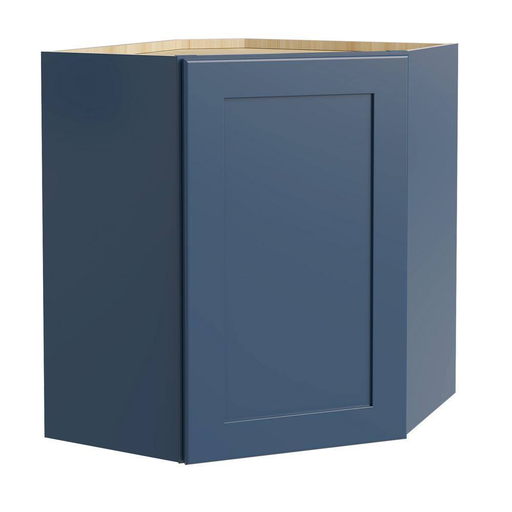Neptune Blue Painted Plywood Shaker Corner Kitchen Cabinet D751