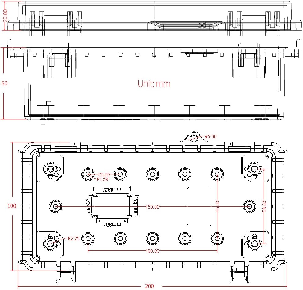 Outdoor Electrical Box IP67 Waterproof Plastic Enclosure with Transparent Cover 7.9 x 3.9 x 2.8 inch J66700