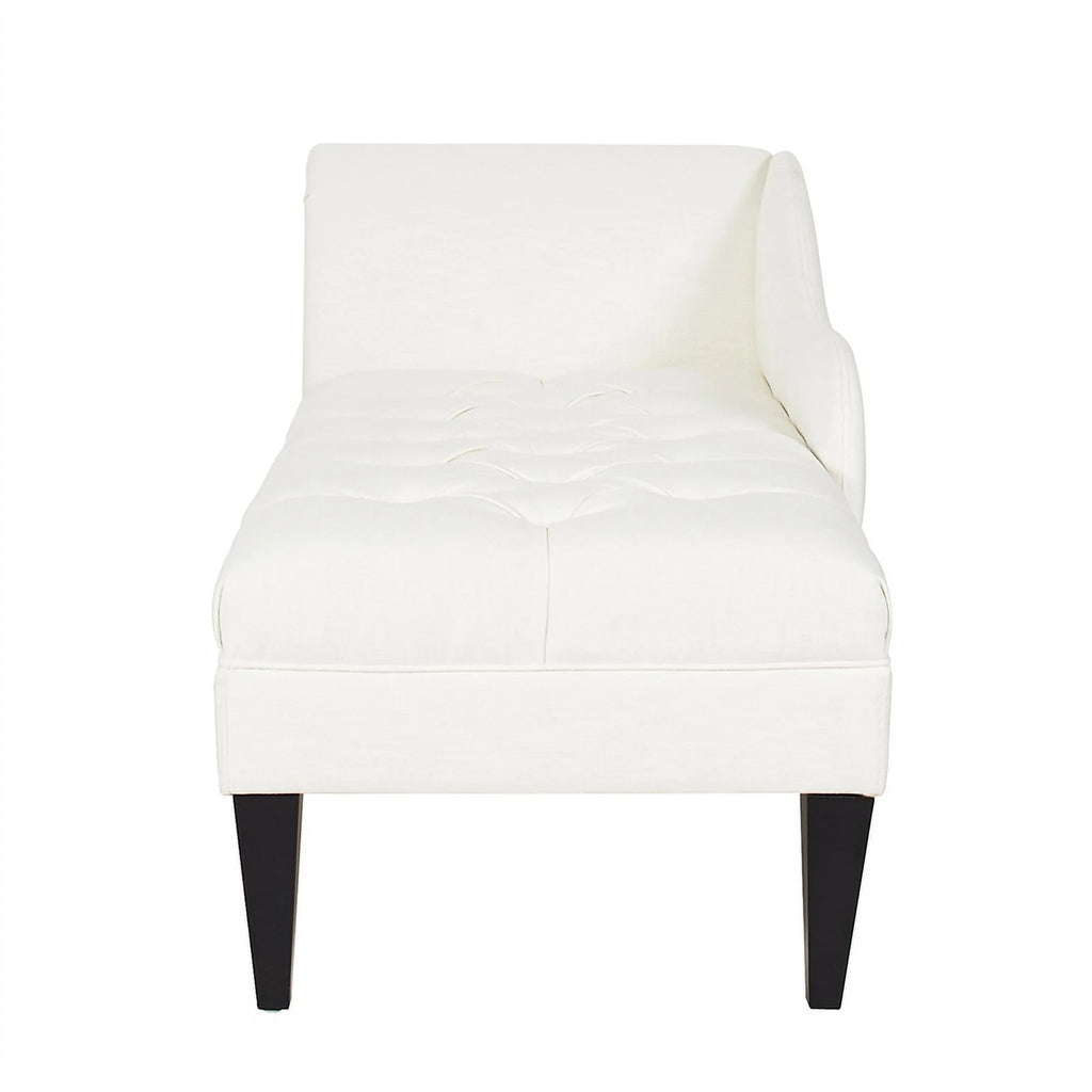 Antique White Hardwood Tufted Roll Arm Chaise Lounge O4761