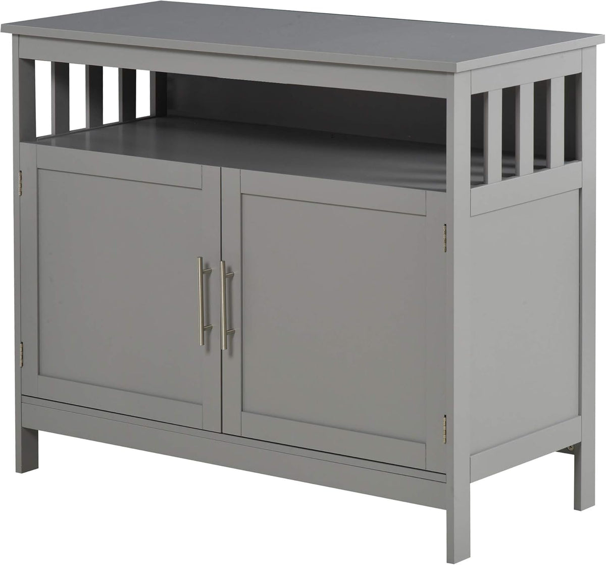 White Wooden Kitchen Console Table with 2-Level Cabinet and Open Shelf C971804