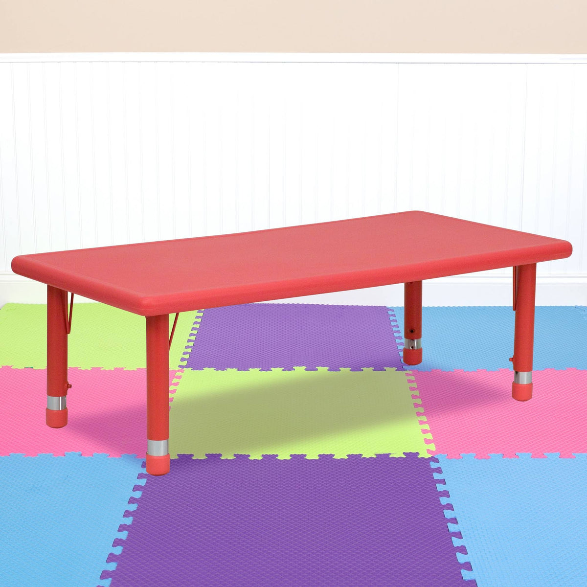 24x48 Red Plastic Height Adjustable Activity Table S39628