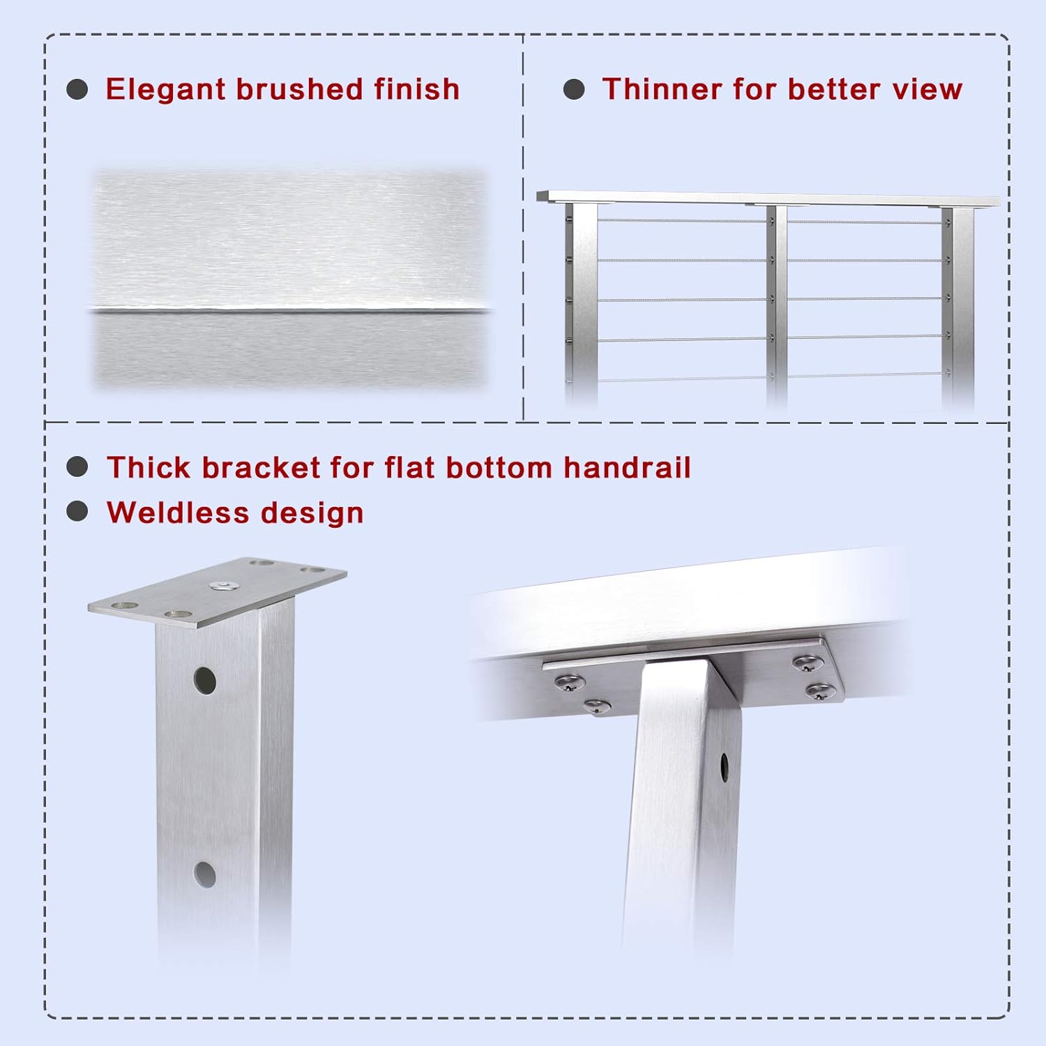 Stainless Steel Brushed Cable Railing Post Z90737