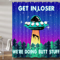 UFO Blue Purple Space Fabric Shower Curtain Set with Hooks 72X72 Inch C223