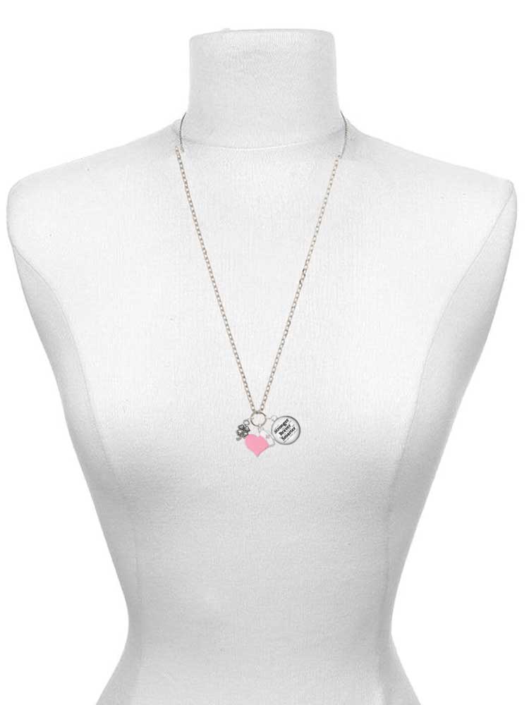 Hot Pink Four Leaf Clover Nurse Necklace X927