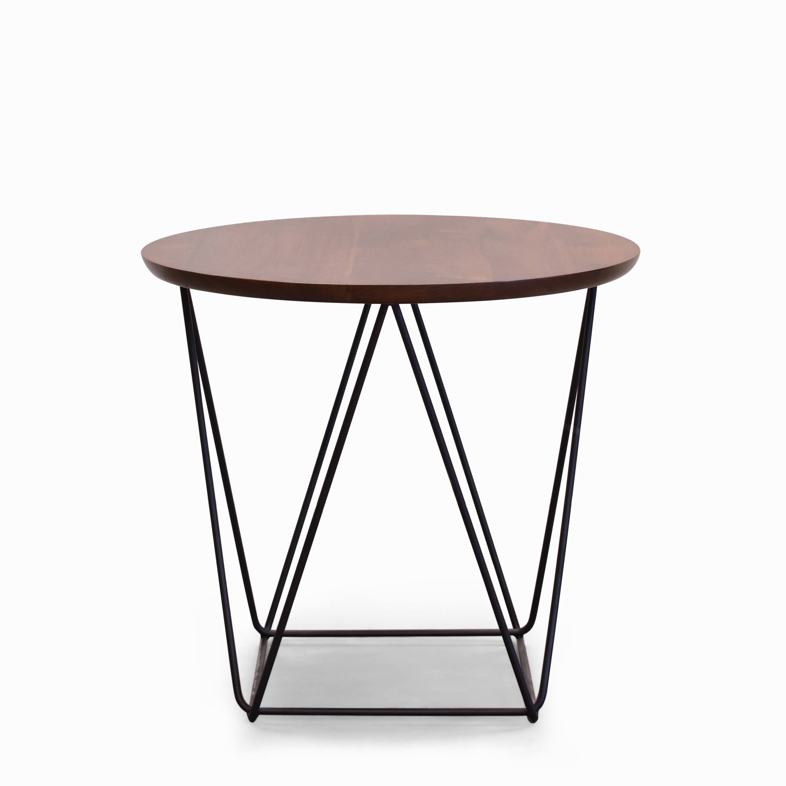 Walnut End Table with Black Steel Base V56772