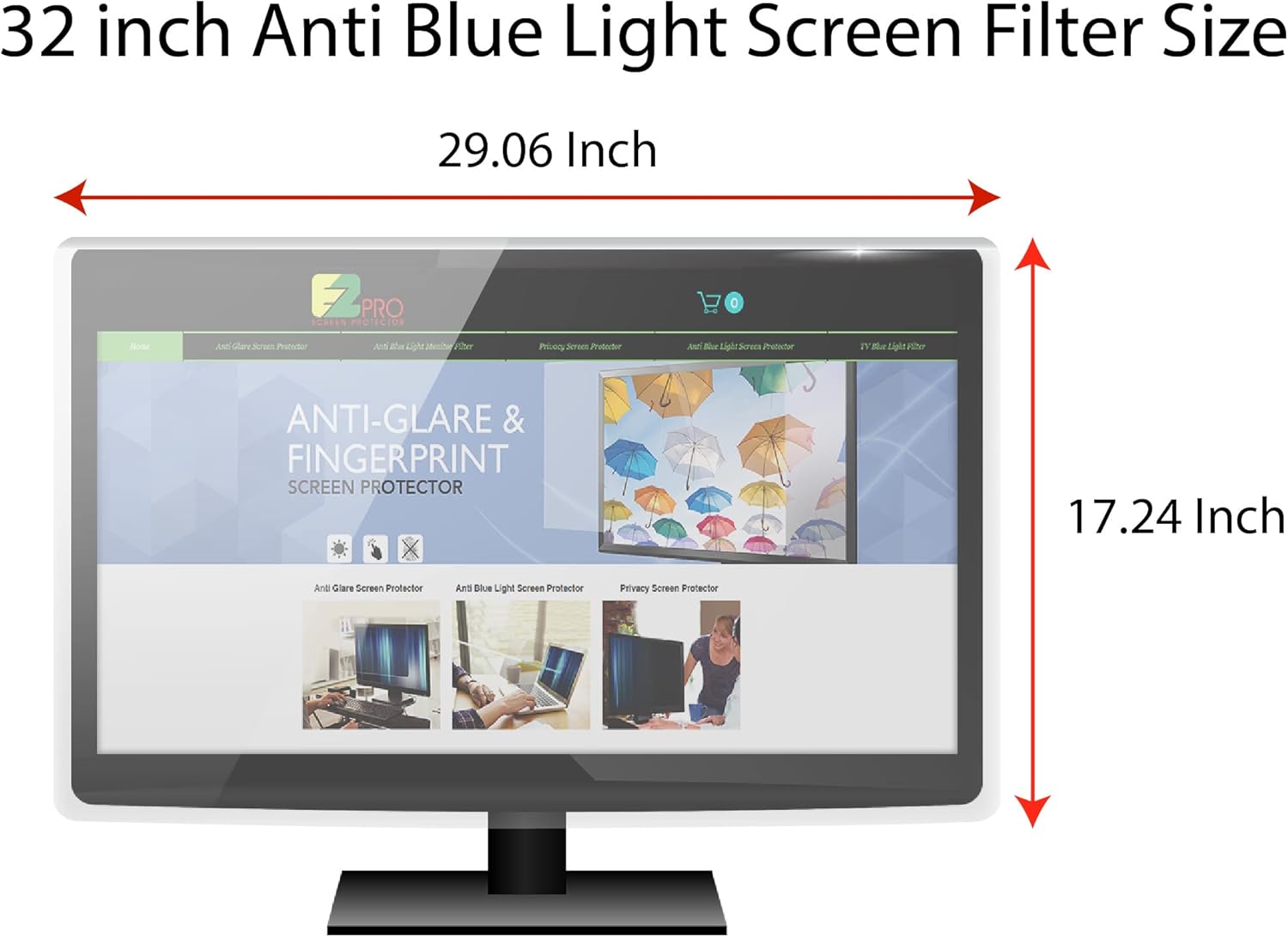 Anti Blue Light Screen Filter for 31 and 32 Inches Widescreen Computer Monitor, Pack of 2 G10732
