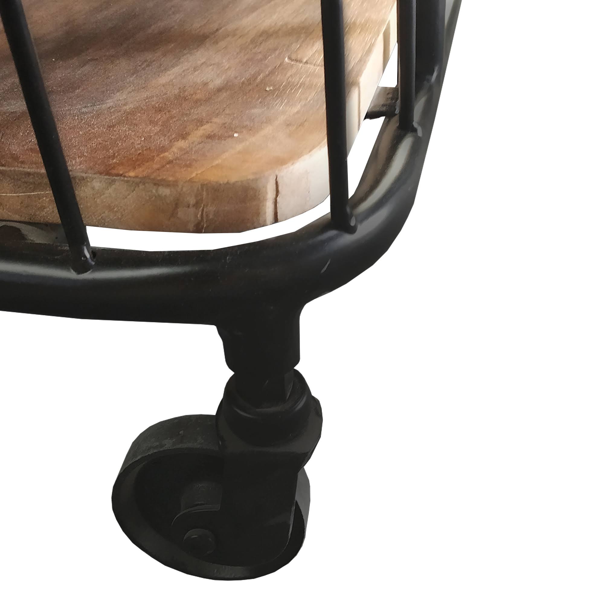 Black and Brown Metal Frame Bar Cart with Wooden Top and 2 Shelves F60342