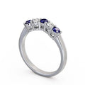 14K White Gold Eternity Band with Blue Sapphire and Diamond F5459