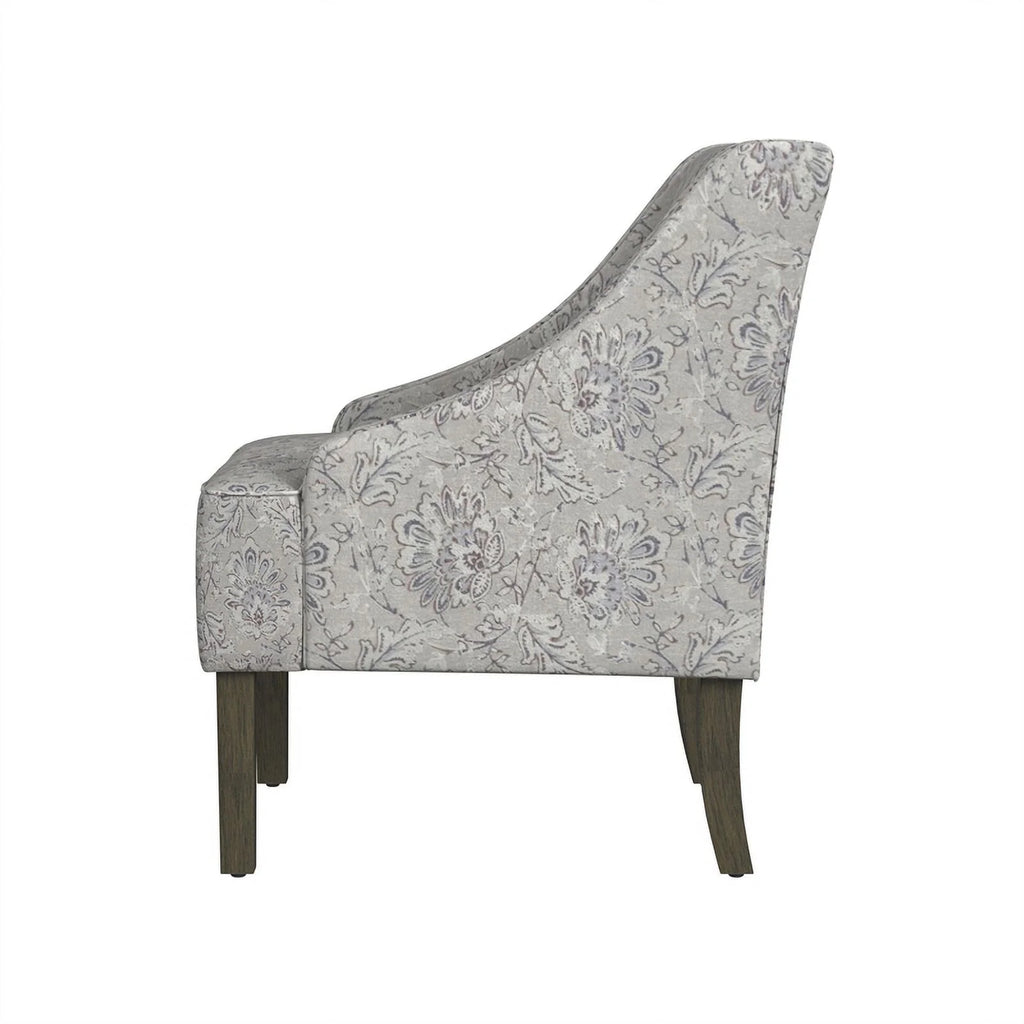 Linen Artistic Floral Print Accent Chair G20084