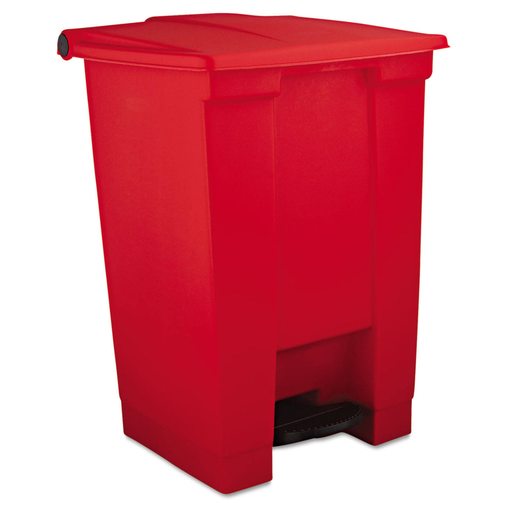 Red 12 gal Polyethylene Trash Can with Foot Pedal H201
