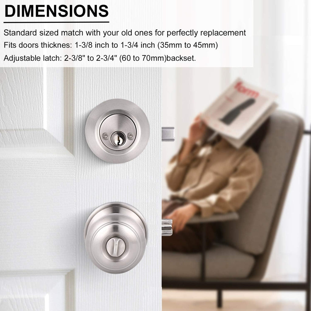 10 Sets Keyed Alike Door Handleset with Deadbolt, Satin Nickel Entry Door Knob with Double Cylinder Deadbolt F96057