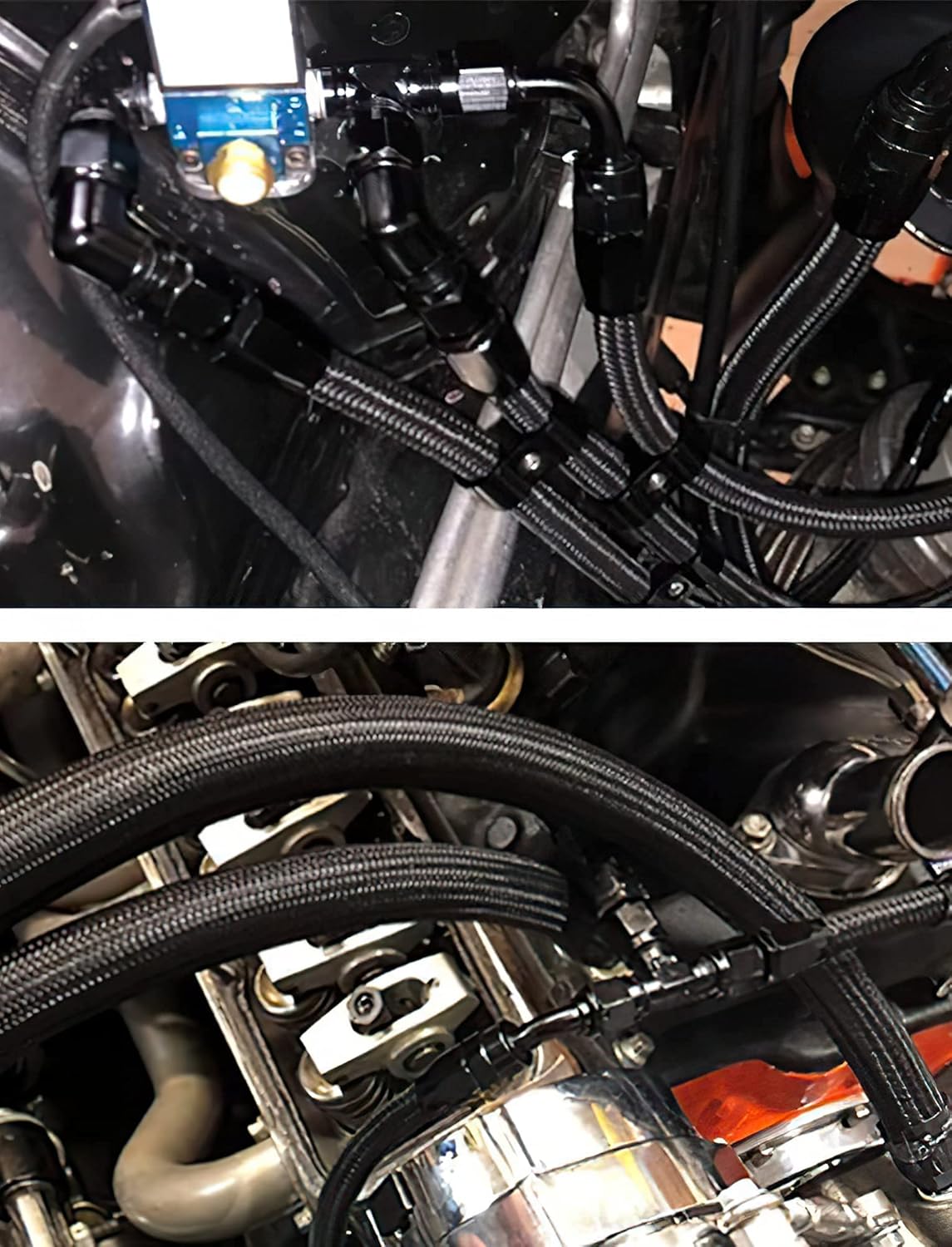 3/8" Braided Stainless Steel Fuel Line Hose with 10pcs Rotary Swivel Hose Ends Kit V4366